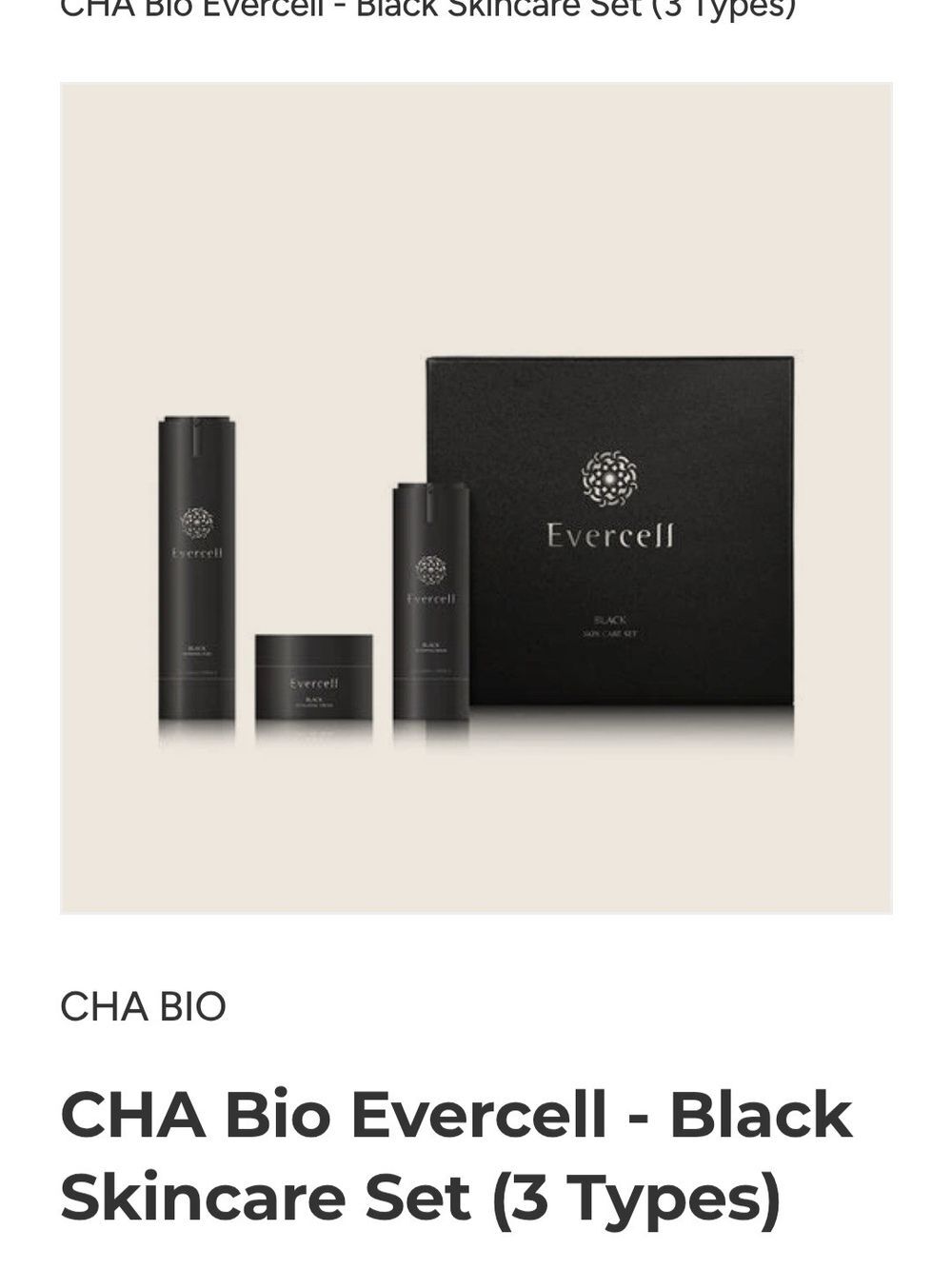 Evercell -Black Korean Skincare Set 3pcs. NIB